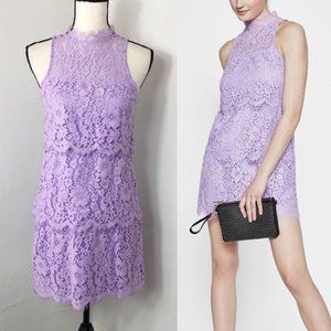 Express Lavender Mock Neck Lace Dress